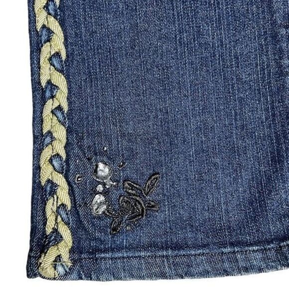 KDNK Wide Leg Studded and Embroidered Jeans Braided Trim Size 27 - Picture 6 of 8